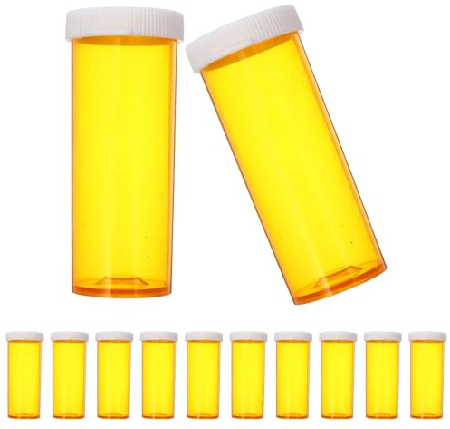 TIDTALEO 25 Frascos Amarillos de PP para Medicinas Tapa, Portátiles y Resistentes, Ideales para Viaje o Laboratorio, Organizador Pequeño para Adultos