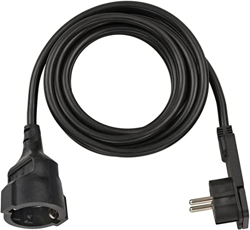 Brennenstuhl Cable alargador de 2 m con Enchufe Plano (alargador eléctrico, Enchufe Plano, para Interiores) Negro