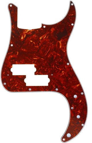 Musiclily Pro 13 Hål Plektrumskydd P-Bas för MIJ Fender Japan 4-strängad Precision Bass, 4-lager Vintage Tortoise