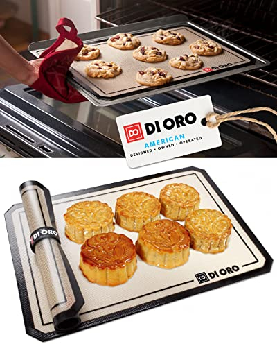 DI ORO® - Tappetini da forno professionali in silicone - Folgi antiaderenti e resistenti a 250°C - Lavabili in lavastoviglie e facili da pulire - Silicone senza BPA e certificato LFGB (42 x 29,5 cm)
