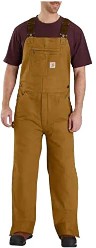 Carhartt Latzhose für Herren, gesteppt, gefüttert - Braun - 3XL Kurz