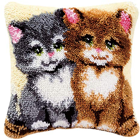 Myriad Choices Lot de Kits de Crochet pour taie d’Oreiller, canapé, Housse de Coussin, Motif Chat Mignon imprimé 43 x 43 cm (BZ-242)