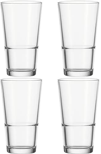 Leonardo Event XL Trink-Gläser, 4er Set, spülmaschinenfeste Longdrink-Gläser, stapelbare Trink-Becher aus Glas, Getränke-Set, 550 ml, 010818