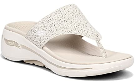 Skechers Women's Go Walk Arch Fit Sandal Weekender Sandals, Natural Textile, 5 UK