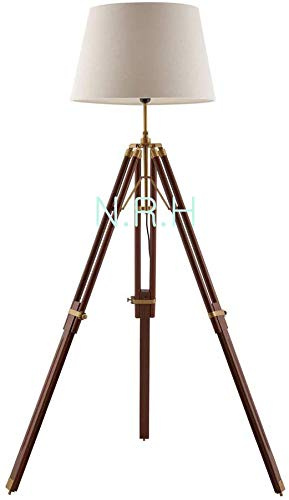 Lámpara de pie moderna con trípode de madera para sala de estar, dormitorio, estudio (sin sombra)