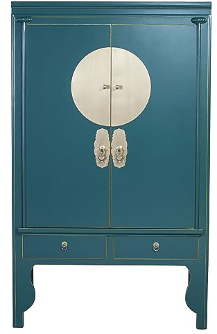 Fine Asianliving Chinesischer Hochzeitsschrank Blaugrün - Orientique Collection B100xT55xH175cm China Chinesischer Schrank Chinesischer Hochzeitsschrank Orientalische Möbel Asiatische