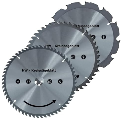 WALTER - Hartmetall Sägeblatt-Set, Sägeblatt, Hartmetall Kreissägeblätter, Optimal für das Schneiden von Holz Spanplatten Kunststoffe und Nichteisenmetalle (160 mm)