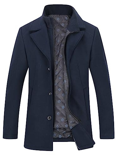 YOUTHUP Cappotto Uomo Lana Corto con Gilet Invernale Stile Trench | Completo in lana caldo e antivento, design trench moderno, ideale per la stagione invernale