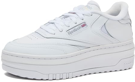 Reebok Club C Extra Platform Sneakers for Women, White Casual Tennis Women's Fashion Sneakers, Womens Shoes Size 5 to 11, Ftwwht/Ftwwht/Pugry3, 6 Medium