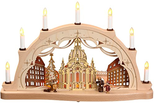 Zeidler Exclusiver Schwibbogen Frauenkirche Dresden 52cm, innenbeleuchtet - Handwerkskunst aus dem Erzgebirge
