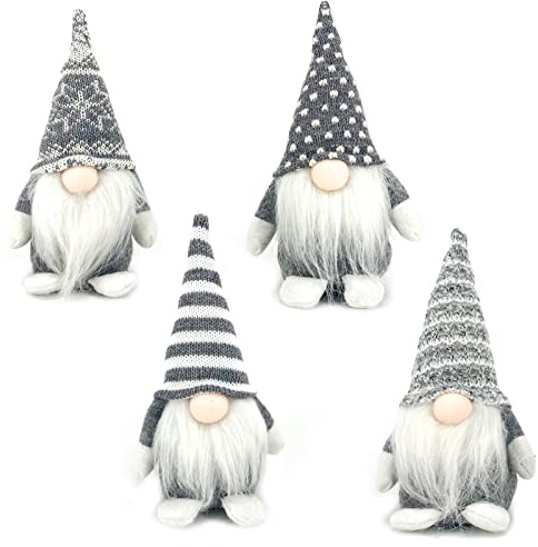 DUJSRZL Weihnachtszwerge aus Plüsch, gestrickt, Weihnachtsmann, handgefertigt, Tischdekorationen, Wohnkultur, Dekoration für Tischkamine (Asche)