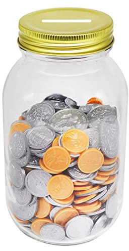 Mczcent Gläsernes Spardose Sparschwein, Sparbüchse Transparent für Münzen, Geld Sparen Money Coin Saving Piggy Box Jar Bank, Kinderspardose Spardosen Glas für Erwachsene Kinder