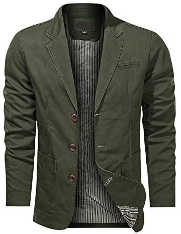 AOKODA Blazer Uomo Vintage Tinta Unita Uomo Casual Primavera E Autunno Gioventù All-Match Uomo Giacca Uomo Blazer Classic C-Army Green XL