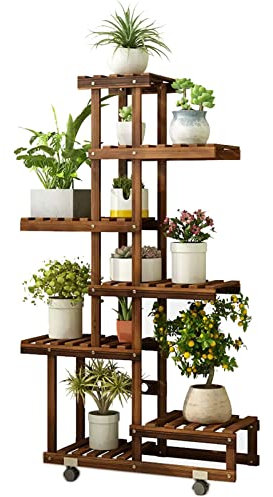SXBHDM Blumenständer Pflanzenständer mit Rädern, großer Blumentreppe Blumentopfhalter Blumentopfständer Ecke Pflanzenregal Blumenregal Leiterregal Dekoratives Fenster für Drinnen und Draußen