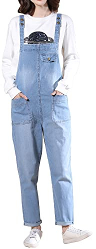 Jamron Womens Plus Size Stretch Denim Dungarees Bib Overalls Long Jumpsuits Playsuits Jean Trousers Pants (XS-5XL)