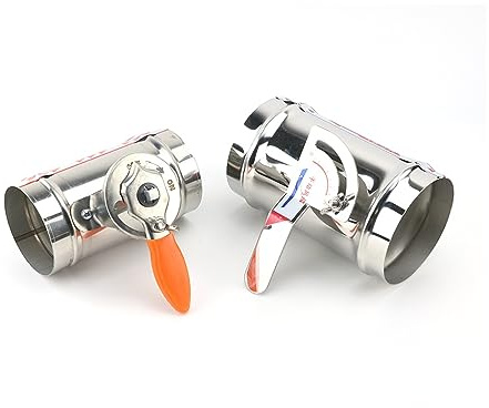 Clapet Anti-Retour Acier Inoxydable 201 Amortisseur d'air Manuel clapet Anti-Retour Conduit de Ventilation avec poignée diamètre 80mm/100mm/125mm/150mm (Size : 80mm)