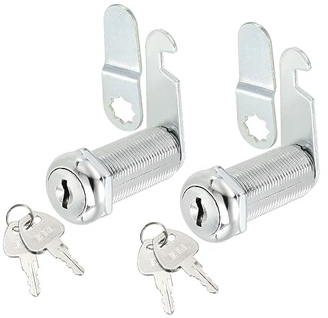 sourcing map Cabinet Drawer Cam Lock, 1-1/2 Cylinder Length Fits Up to 1-3/8 Thickness Panel, Keyed Different Zinc Alloy Secure File Drawer Toolbox Mailbox 2Pcs