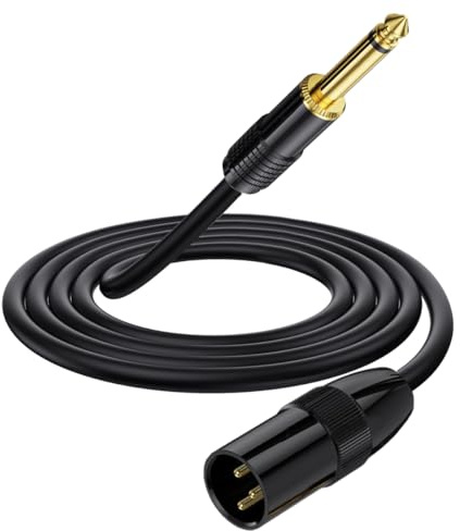 HTGuoji 1 Meter 6.35mm (1/4 inch) TS Mono to XLR Male Cable for Amplifiers, Instruments, Microphones, Speakers, Mixers, DJ Equipment, Laptops, Smartphones