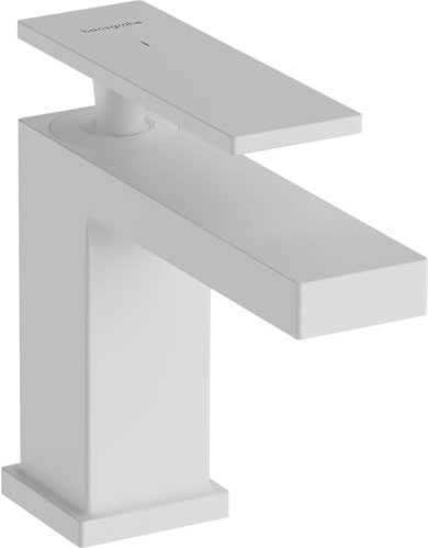 hansgrohe Tecturis E - Tvättställsblandare för kallvatten utan bottenventil, Kallvattenkran med utloppshöjd 90 mm, Badrumskran vattenbesparande (EcoSmart+), matt vit, 73013700