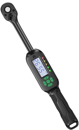 LLAVETOR Cle Dynamometrique Electronique 3/8,3-60N.m,Clé à Cliquet Douille,Clé Dynamométrique Numérique pour Voiture & Moto,avec Buzzer et Notification Flash LED