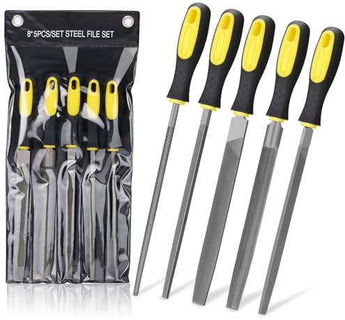 Oumuik Holzfeile set ，Hochwertiges Feilenset, professionelles Feilenset aus Metall und Holz, einschließlich Pfeil mit flachem Schaft, halbrunder Feile, runder Feile und dreieckiger Feile