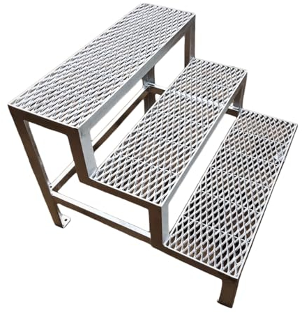 3 Stufen Stahltreppe Standtreppe Außentreppe Garten Terrasse Breite 100 cm Höhe 60 cm verzinkt