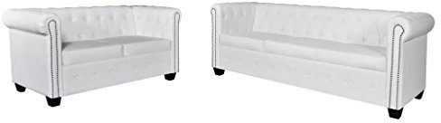 Camerina Chesterfield-Sofas 2-Sitzer und 3-Sitzer Kunstleder Weiß Schlafsessel Mit Bettfunktion Schlafsofa Klein