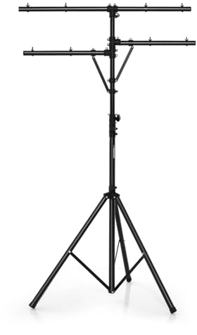 GOPLUS Support d'Éclairage pour DJ, Support de Lumière LED en Métal avec Hauteur Réglable, Bras Multiples, Base Robuste & Stable, Trépied en T Pliable & Portable, pour Spectacles, Concerts