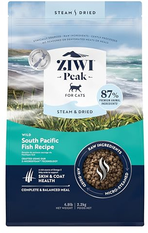 ZIWI Peak Steam & Getrocknete Wild-Südseefische, 2,2 kg – Natürliches, proteinreiches Katzenfutter trocken, rohe Alternative & getreidefreies komplettes Trockenfutter für Katzen