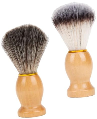 POPETPOP 2stücke Rasierpinsel Barber Pinsel Nackenstaubwedel Friseurbürste Für Salon Und Heimgebrauch Aus Nylon Und Holz Mit Weicher Faserkopf Und Schaumbürste Leicht Zu Reinigen