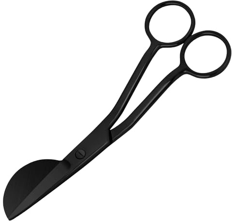 KUONIIY Forbici per tessuti, forbici per ricamo in acciaio inox, forbici per applique con paletta a forma di becco d'anatra per l'arte, il tufting e il ricamo, 6 pollici, nero