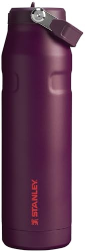 Stanley IceFlow Flip Straw 2.0 Stainless Steel Water Bottle 36 oz | Built-in Straw for Travel and Sports | Lightweight and Leak Resistant | Insulated | BPA-Free | Plum