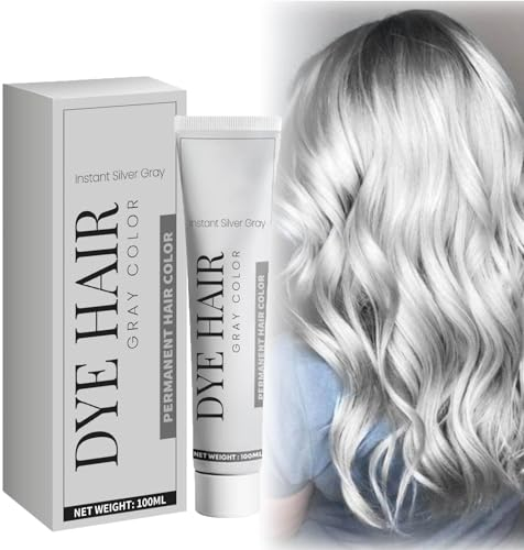 Gotysles Tinte para el cabello gris, crema para el tinte de pelo gris, crema de color gris plateado, crema profesional para el cabello gris, crema de color gris plateado, crema instantánea para el
