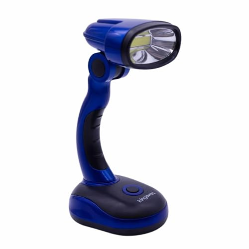 Garden Mile Tragbare Schreibtischlampe, batteriebetrieben, 12 weiße LED-Leuchten, flexible kabellose Nachttischlampe, moderne Beleuchtung für Camping, Zuhause, Büro, Computertisch, Blau