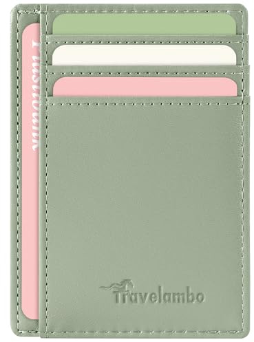 Travelambo Slim Wallet Front Pocket Minimalist Leather RFID Blocking Medium Size