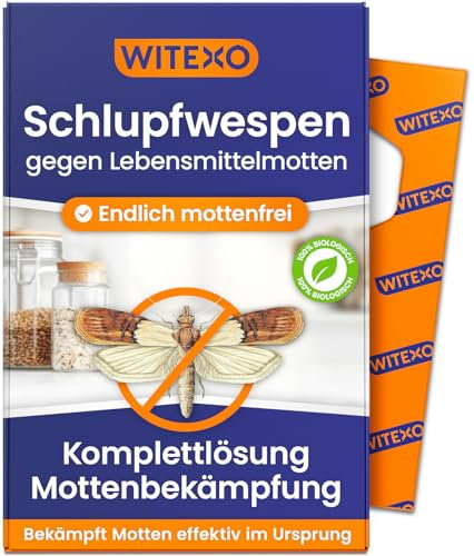 Witexo® Schlupfwespen gegen Lebensmittelmotten und Kleidermotten | Motten bekämpfen (1 Karte je Lieferung, Lebensmittelmotten bekämpfen (4 Lieferungen))