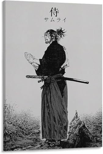 YPZCKXNLF Anime Japanisches Vagabond-Kunstplakat, Manga-Samurai-Poster, Musashi-Bild, Schwarz-Weiß-Kunstplakat, Antike Malerei, 50 X 70 Cm, Ohne Rahmen