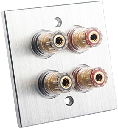 Swiixxer Connecteur Banane Plaque Murale Fiche Banane Binding Post Plaque Murale pour Home CinéMa (Gold Banana Plug Binding Post)