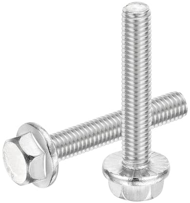 QUARKZMAN 5Pcs Tornillos Hexagonales Con Arandela Dentada M6 x 35mm, Tornillos Cabeza Hexagonal Con Arandela Acero Inoxidable 304 Para Hogares, Herramientas Máquina Y Proyectos DIY, Plateado