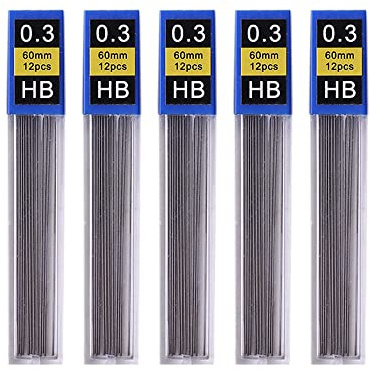5 Stück/Set automatische Bleistiftminen, Druckbleistift 0,3 mm, 0,5 mm, 0,7 mm, 0,9 mm, HB-Bleistift-Nachfüllungen, Schreibwarenzubehör (0,3 mm)