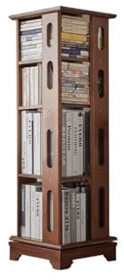 GLigeT Bücherregal Drehbares Bücherregal aus massivem Holz, 360-Grad-Bücherregal auf dem Boden, einfaches, modernes Aufbewahrungsregal for den Haushalt Bücherturm(Klein)