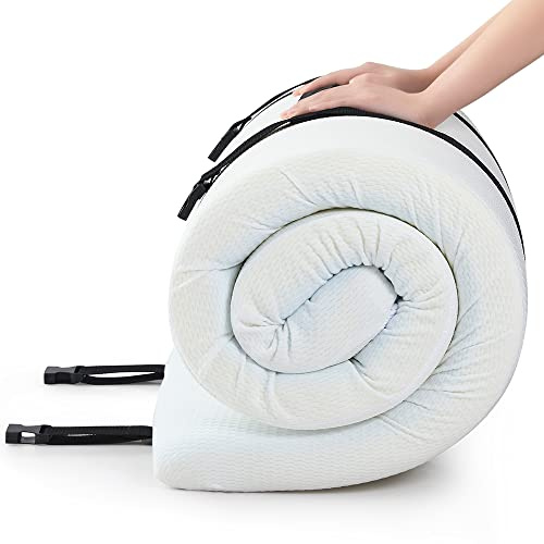 Jamdok Surmatelas simple en mousse à mémoire de forme en gel pour lit de camping (190 x 75 x 7,6 cm)