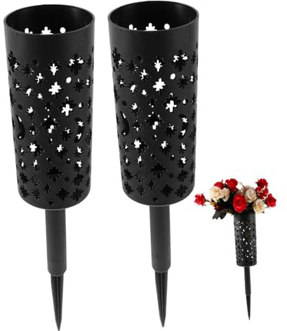 ibasenice 2pièces Lot de Vases Funéraires Creux avec Piquets pour Fleurs Supports Robustes pour Décoration De Tombes Et Cimetières Convient Aux Fleurs Fraîches Ou Artificielles