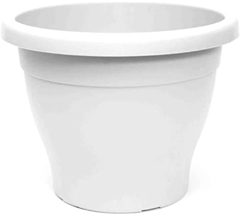 Acan Tradineur - Maceta Redonda Mediterránea - Fabricado en Plástico - Macetero Apto para Exterior e Interior del hogar - Diámetro: 50 cm - Color Blanco