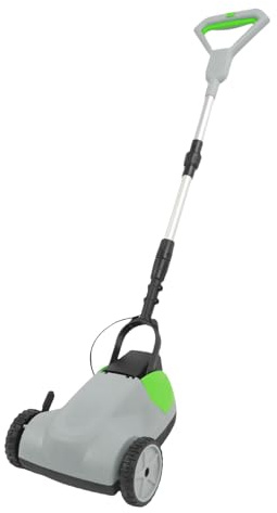 Fockety Tirée sans Fil de Pelouse, 6500 TR/Min 3 Hauteurs de Coupe, Poignée en Aluminium Télescopique Détachable Petite Tondeuse à Pelouse électrique pour la Cour, Le (Prise UE)