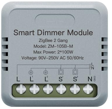 Mini Dimmer ZIGBEE, Triac Dimmer ZIGBEE, Taglio di Fase Con Pulsante, 2 Canali Per 2 Punti Luci, 2X100W, APP TUYA Smart Life, 40x40x18mm, Usa 2 Push Switch Come Deviatore