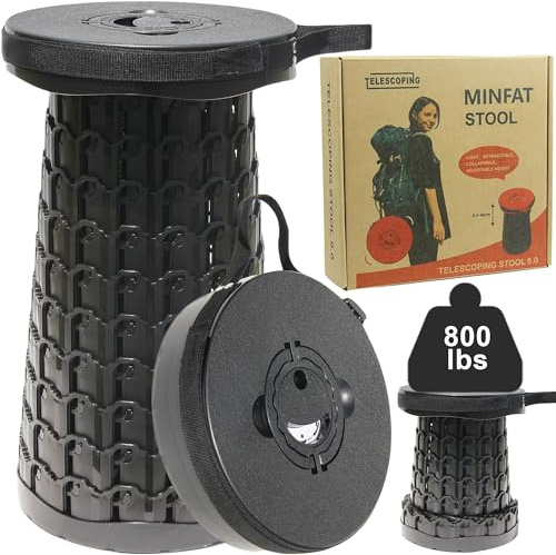 2026 Upgraded Taller 18.1 Wider 10.2 Collapsible Stool,Max Load Capacity 800lbs,More Sturdy& Portable Retractable Folding Stools,Adujstable Telescoping Stools for Adults Camping & Outdoors BBQ