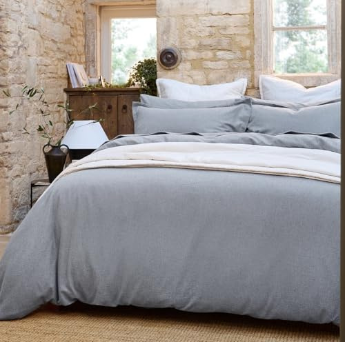 Christy Brushed Cotton King Duvet Set | Warm Breathable Winter Bedding | 100% Brushed Cotton Flannel Bed Linen | Super Soft and Silky Finish | Silver Grey