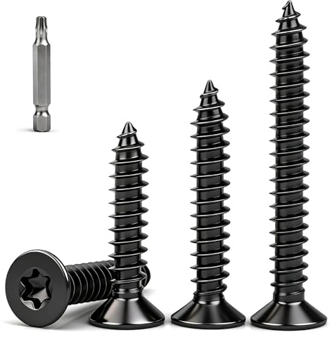 ddckj 110 pezzi Viti per Legno Torx Testa Svasata Nero M4 x 25 mm in Acciaio Inox A2 V2A Viti Inox per Legno Filettatura Completa per il Montaggio di Mobili