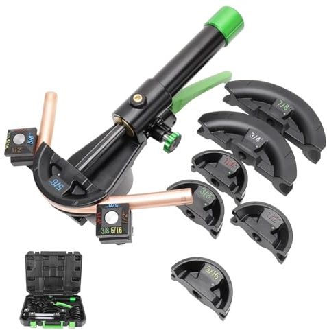Kit piegatubi idraulico – Strumenti di piegatura manuale per tubi in rame con curvatura a 90° e 7 matrici per la riparazione di frigoriferi e condizionatori d'aria